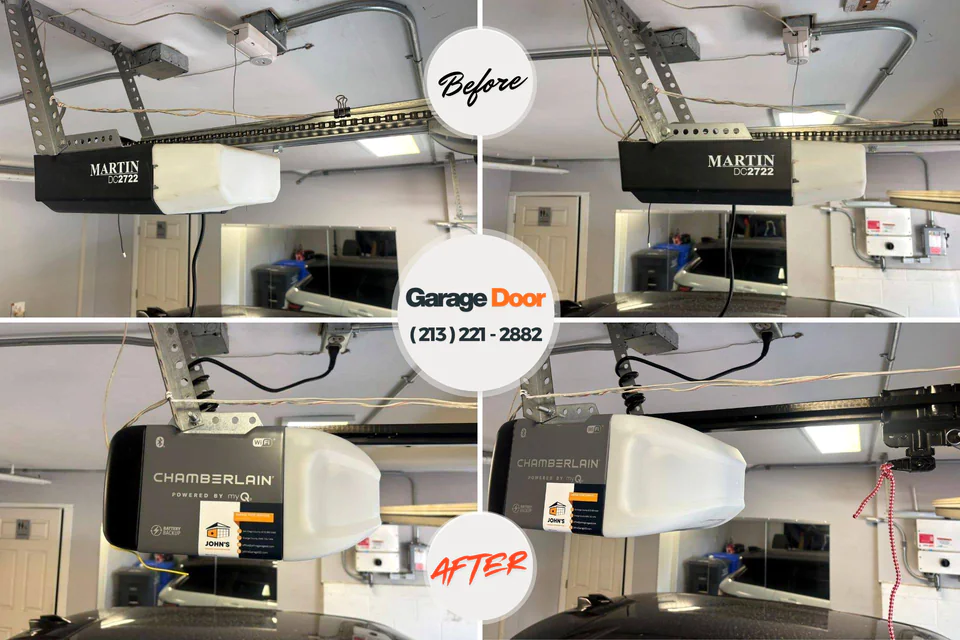 Before and after: garage door repair Missouri City, TX
